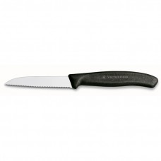 VICTORINOX Nůž na zeleninu černý 8cm vlnkové ostří SWISS CLASSIC 
