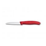 VICTORINOX Nůž na zeleninu červený 8cm vlnkové ostří SWISS CLASSIC 