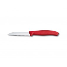 VICTORINOX Nůž na zeleninu červený 8cm vlnkové ostří SWISS CLASSIC 